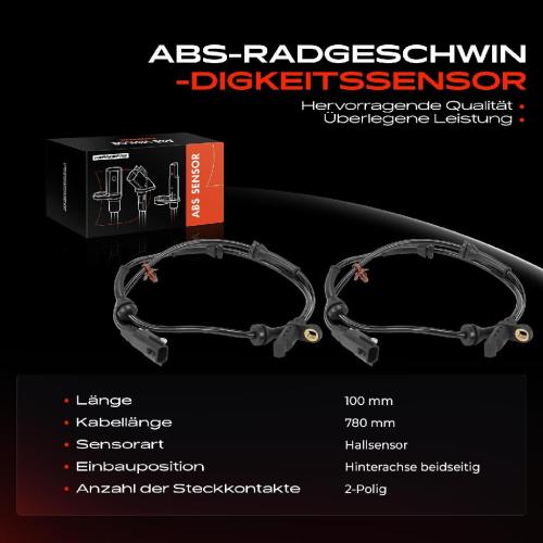 2x ABS Sensor Hinterachse beidseitig für Nissan Qashqai II SUV J11 J11 1.6L 2.0L 2013-2017 Bild 2x ABS Sensor Hinterachse beidseitig für Nissan Qashqai II SUV J11 J11 1.6L 2.0L 2013-2017