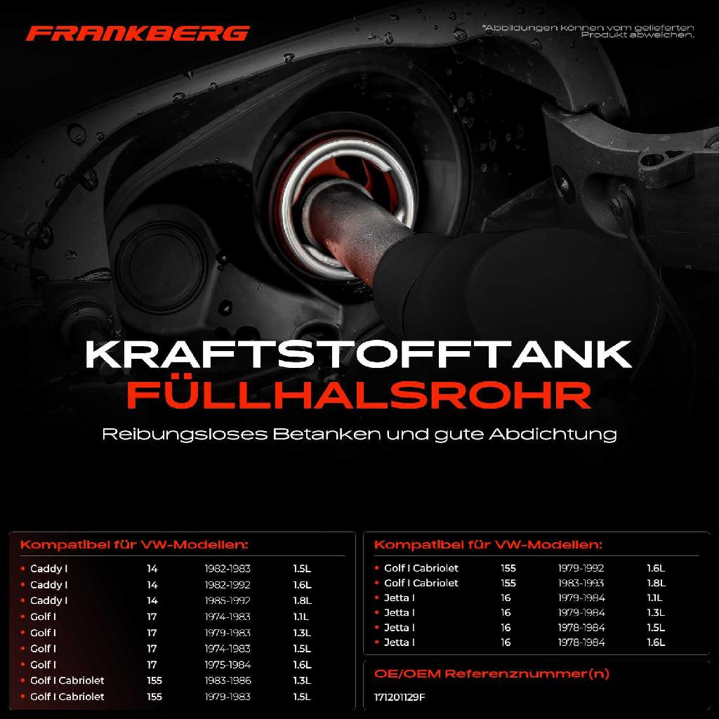 1x Kraftstoffeinfüllrohr Einfüllstutzen für VW Golf I 17 Caddy I Jetta I 16