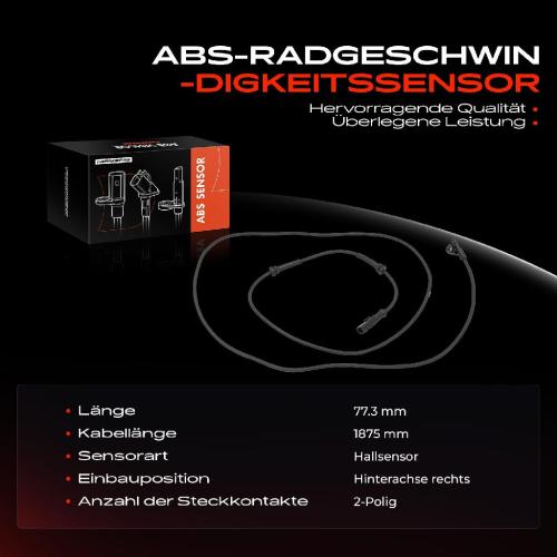Frankberg 1x ABS Sensor Hinterachse rechts für Smart Forfour Schrägheck Fortwo Cabriolet Coupe 0.9L 1.0L Bj ab 2014 Bild Frankberg 1x ABS Sensor Hinterachse rechts für Smart Forfour Schrägheck Fortwo Cabriolet Coupe 0.9L 1.0L Bj ab 2014