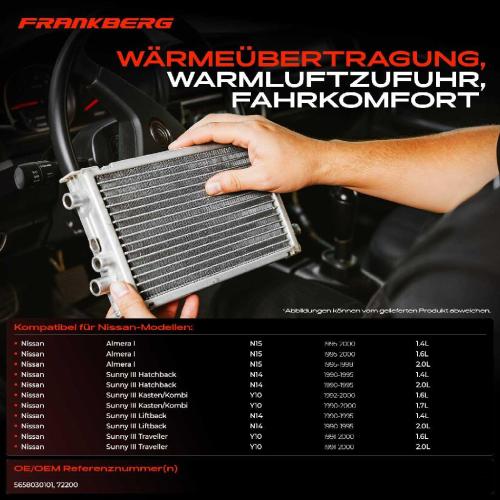 1x Wärmetauscher Innenraumheizung für Nissan Almera I Hatchback N15 Sunny III 2.0L Bild 1x Wärmetauscher Innenraumheizung für Nissan Almera I Hatchback N15 Sunny III 2.0L