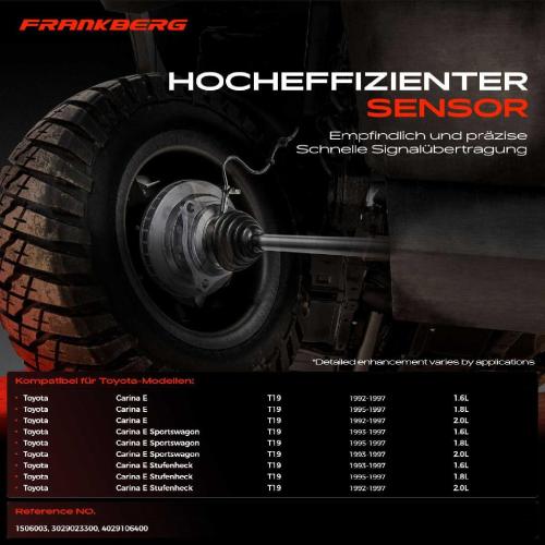 Frankberg 1x ABS Sensor Vorderachse beidseitig für Toyota Carina E Sportswagon Stufenheck 1.6L 1.8L 2.0L 1992-1997 Bild Frankberg 1x ABS Sensor Vorderachse beidseitig für Toyota Carina E Sportswagon Stufenheck 1.6L 1.8L 2.0L 1992-1997