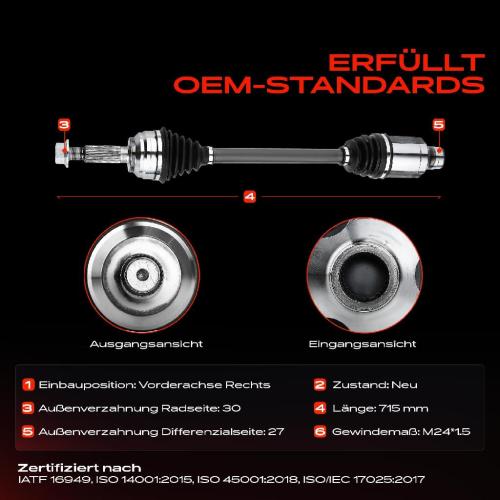 1x Antriebswelle Vorderachse Rechts für Tesla Model 5YJS Bj ab 2012 Bild 1x Antriebswelle Vorderachse Rechts für Tesla Model 5YJS Bj ab 2012