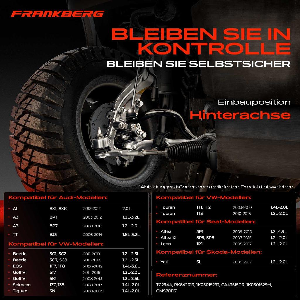 1x Querlenker Satz Hinterachse für VW Beetle EOS Golf Plus Van V Variant VI Jetta III IV Scirocco Tiguan