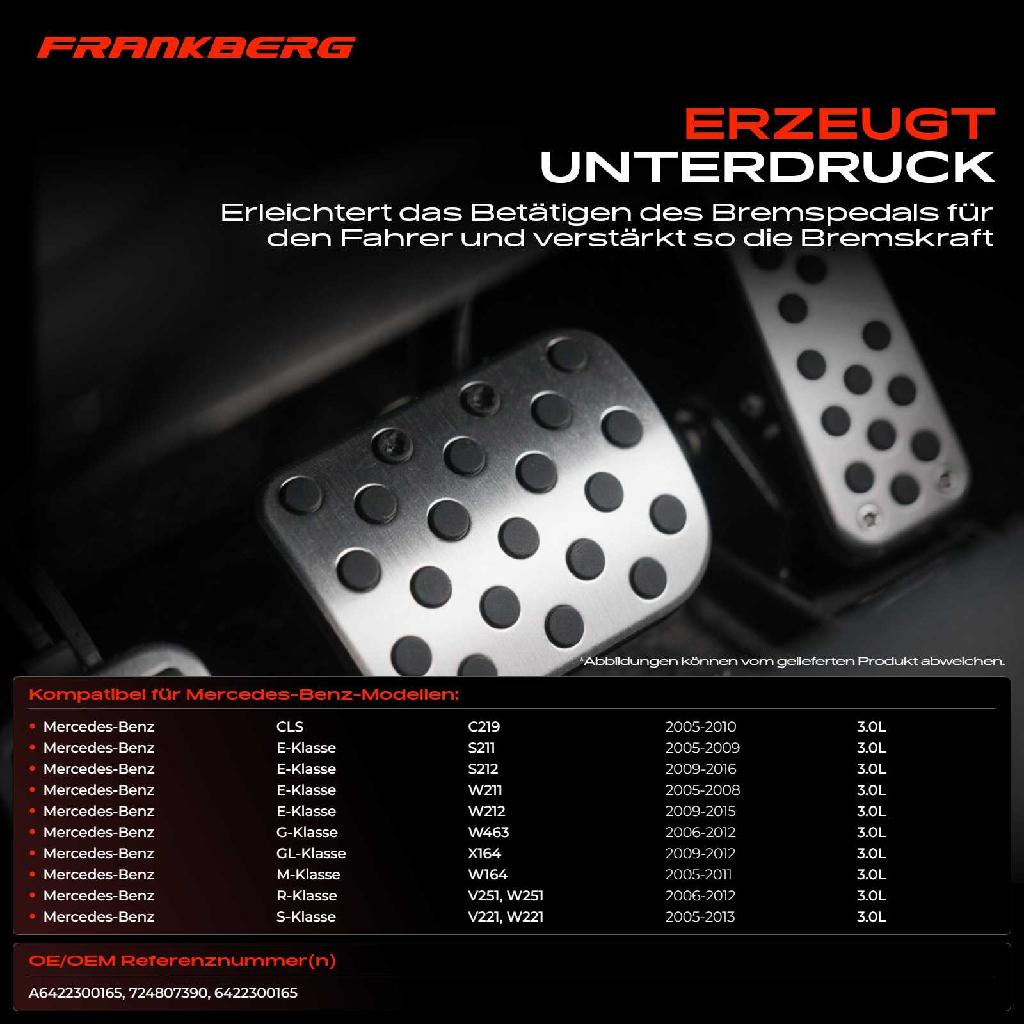 1x Unterdruckpumpe Bremsanlage Vakuumpumpe für Mercedes-Benz C219 S212 W164 W211