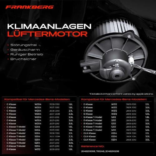 Frankberg 1x Gebläsemotor Innenraumgebläse für Mercedes Benz W204 S204 W212 S212 X204 Bild Frankberg 1x Gebläsemotor Innenraumgebläse für Mercedes Benz W204 S204 W212 S212 X204