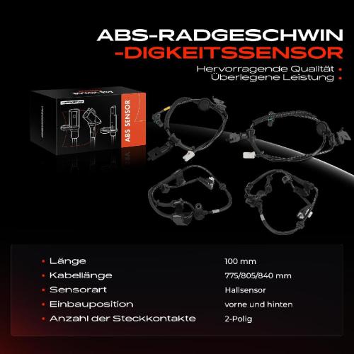 Frankberg 4x ABS Sensor vorne und hinten f r KIA Picanto TA 1.0L 1.2L 2011-2017 Bild Frankberg 4x ABS Sensor vorne und hinten f r KIA Picanto TA 1.0L 1.2L 2011-2017