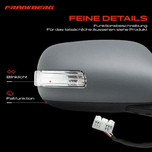 Frankberg 1x Außenspiegel Rechts für Toyota Auris E15 1.3L 1.4L 1.6L 1.8L 2.0L 2.2L 2006-2012 Bild Frankberg 1x Außenspiegel Rechts für Toyota Auris E15 1.3L 1.4L 1.6L 1.8L 2.0L 2.2L 2006-2012