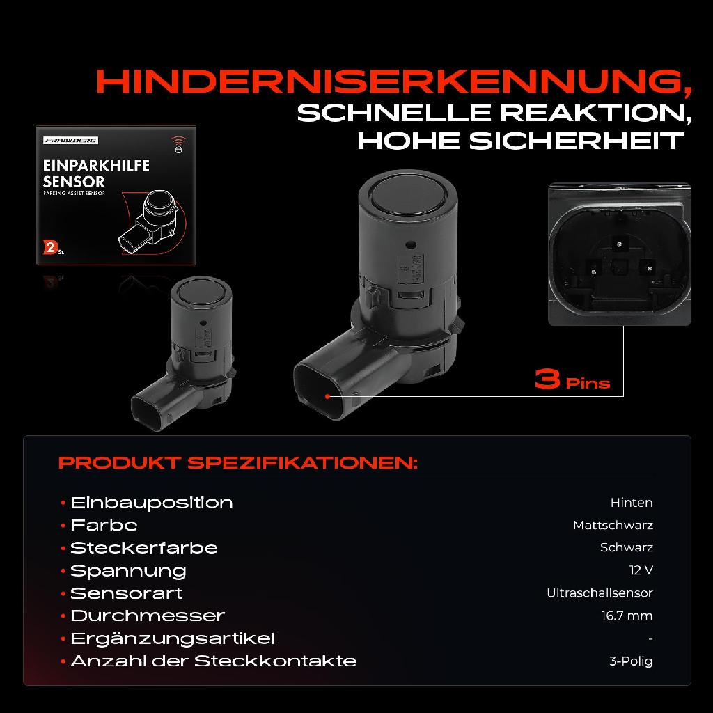 2x Parksensor PDC Sensor Hinten für Alfa Romeo 147 156 159 166 Spider Fiat Croma