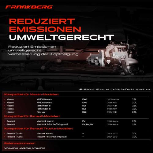 Frankberg 1x AGR-Ventil Abgasrückführungsventil für Nissan NP300 Navara Pritsche/Fahrgestell Pick-up Renault Bild Frankberg 1x AGR-Ventil Abgasrückführungsventil für Nissan NP300 Navara Pritsche/Fahrgestell Pick-up Renault