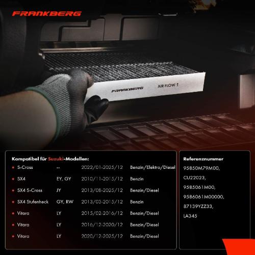 2x Innenraumfilter Aktivkohle für Suzuki SX4 S-Cross Vitara JY LY Bj ab 2013 Bild 2x Innenraumfilter Aktivkohle für Suzuki SX4 S-Cross Vitara JY LY Bj ab 2013