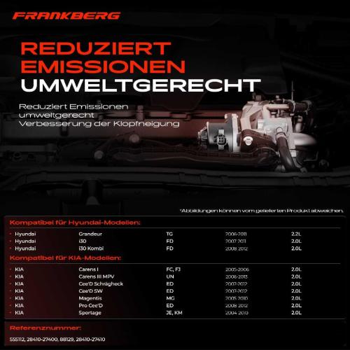 Frankberg 1x AGR-Ventil Abgasrückführungsventil für Hyundai Grandeur i30 Kombi Santa Fé II Sonata V Tucson KIA Bild Frankberg 1x AGR-Ventil Abgasrückführungsventil für Hyundai Grandeur i30 Kombi Santa Fé II Sonata V Tucson KIA