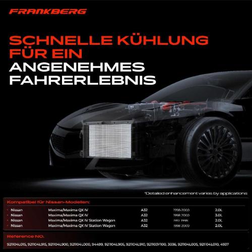Frankberg 1x Kondensator Klimaanlage für Nissan Maxima/Maxima QX IV A32 2.0L 3.0L 1997-2000 Bild Frankberg 1x Kondensator Klimaanlage für Nissan Maxima/Maxima QX IV A32 2.0L 3.0L 1997-2000