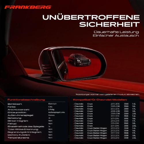 1x Außenspiegel Links für Chevrolet Cruze Station Wagon J300 J305 J308 2009-2016 Bild 1x Außenspiegel Links für Chevrolet Cruze Station Wagon J300 J305 J308 2009-2016