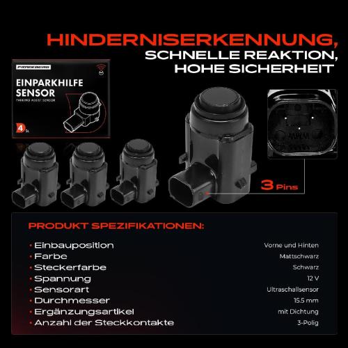 Frankberg 4x Parksensor PDC Sensor Vorne und Hinten für Opel Astra T98 Corsa Meriva Saab 9-3 Bild Frankberg 4x Parksensor PDC Sensor Vorne und Hinten für Opel Astra T98 Corsa Meriva Saab 9-3