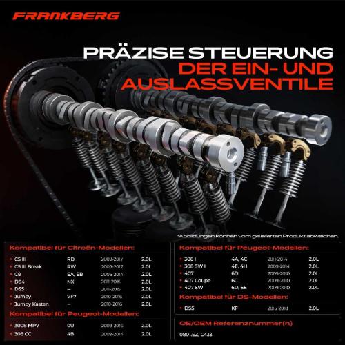 Frankberg 1x Nockenwelle für Citroën C4 C5 C8 DS4 Peugeot 308 407 508 5008 Bild Frankberg 1x Nockenwelle für Citroën C4 C5 C8 DS4 Peugeot 308 407 508 5008
