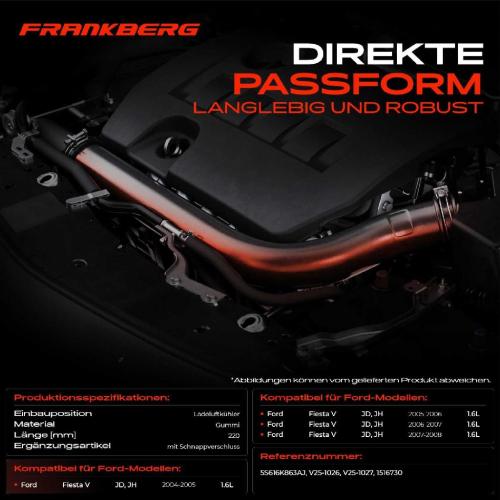 1x Kühlerschlauch Turboschlauch für Ford Fiesta V JD JH 1.6L 2004-2008 Bild 1x Kühlerschlauch Turboschlauch für Ford Fiesta V JD JH 1.6L 2004-2008