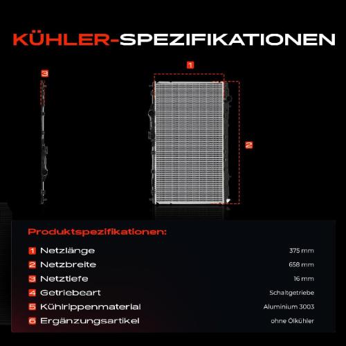 Frankberg 1x Kühler Wasserkühler Motorkühler für Mitsubishi Lancer V 1.6L-2.0L Bild Frankberg 1x Kühler Wasserkühler Motorkühler für Mitsubishi Lancer V 1.6L-2.0L