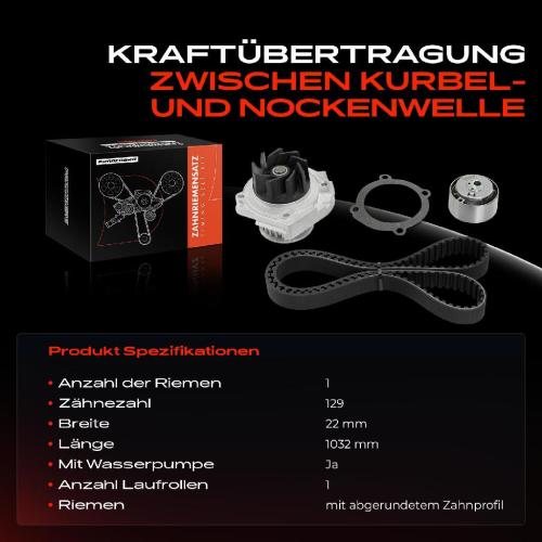1x Zahnriemensatz Zahnriemen Wasserpumpe für Fiat 500 Panda Grande Punto Alfa Romeo 1.2L 1.4L Bild 1x Zahnriemensatz Zahnriemen Wasserpumpe für Fiat 500 Panda Grande Punto Alfa Romeo 1.2L 1.4L