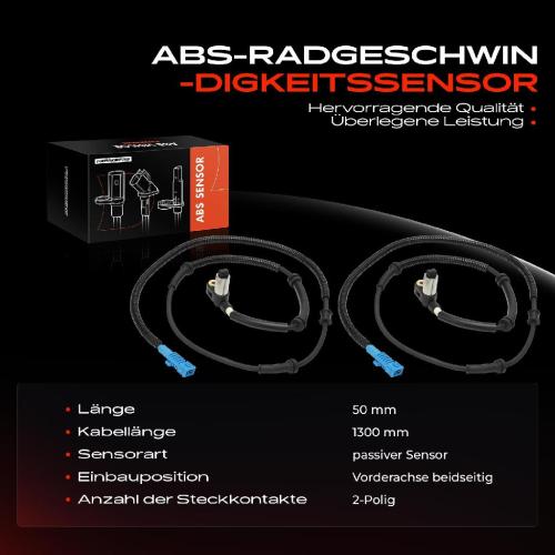 2x ABS Sensor Vorderachse beidseitig für Citroën XM Y4 XM Break 2.0L 2.1L 2.4L 3.0L 1994-2000 Bild 2x ABS Sensor Vorderachse beidseitig für Citroën XM Y4 XM Break 2.0L 2.1L 2.4L 3.0L 1994-2000