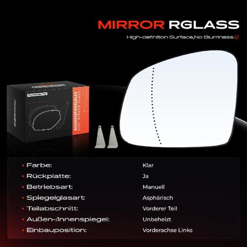1x Spiegelglas Außenspiegel links für Renault Twingo Smart Fortwo Coupe Bild 1x Spiegelglas Außenspiegel links für Renault Twingo Smart Fortwo Coupe