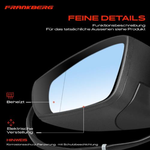 Frankberg 1x Außenspiegel Links für VW Polo Van 6C1 6R1 602 604 612 614 2009-2022 Bild Frankberg 1x Außenspiegel Links für VW Polo Van 6C1 6R1 602 604 612 614 2009-2022