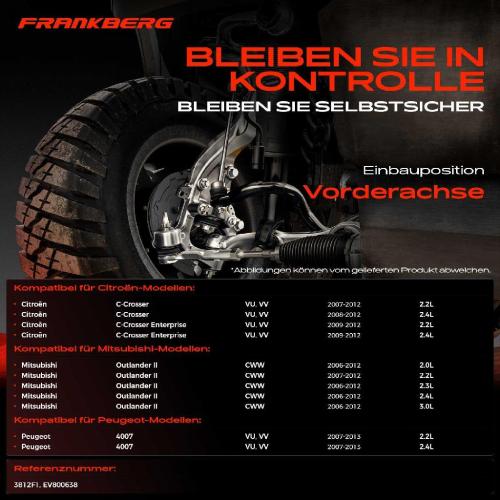 Frankberg 2x Spurstange Vorderachse für Citroën C-Crosser Enterprise Mitsubishi Outlander II Peugeot 4007 Bild Frankberg 2x Spurstange Vorderachse für Citroën C-Crosser Enterprise Mitsubishi Outlander II Peugeot 4007