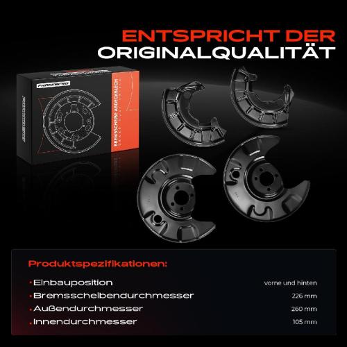 Frankberg 4x Ankerblech Bremsscheibe Vorne und Hinten für VW Golf 2 19E 1G1 Jetta 165 19E 1G2 Bild Frankberg 4x Ankerblech Bremsscheibe Vorne und Hinten für VW Golf 2 19E 1G1 Jetta 165 19E 1G2