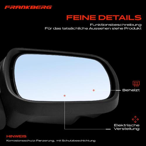 Frankberg 1x Außenspiegel Rechts für Ford Fiesta V Van JD JH 1.2L 1.3L 1.4L 1.6L 2.0L 2005-2010 Bild Frankberg 1x Außenspiegel Rechts für Ford Fiesta V Van JD JH 1.2L 1.3L 1.4L 1.6L 2.0L 2005-2010