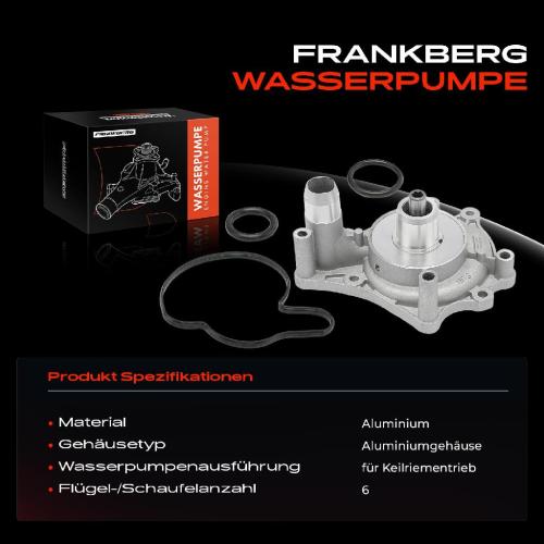 Frankberg 1x Wasserpumpe Kühlwasserpumpe für Audi A5 8T3 8F7 A6 4F2 C6 Q7 VW Touareg 7L6 7P5 Bild Frankberg 1x Wasserpumpe Kühlwasserpumpe für Audi A5 8T3 8F7 A6 4F2 C6 Q7 VW Touareg 7L6 7P5