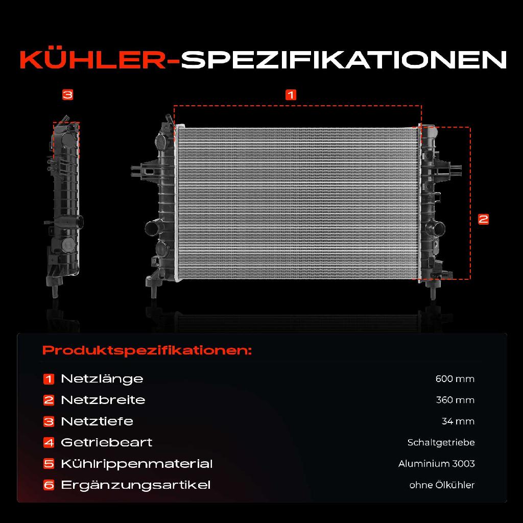 1x Kühler Wasserkühler Motorkühler für Opel Astra H Caravan GTC Kasten/Kombi A04 L35 L70