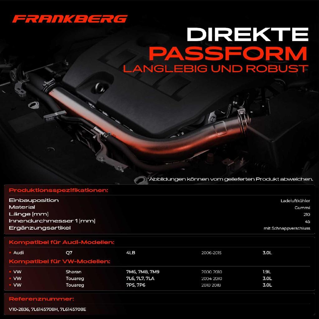 1x Kühlerschlauch Turboschlauch für VW Sharan 7M6 7M8 7M9 Touareg 7L6 7L7 7LA 7P5 7P6 Audi Q7 4LB