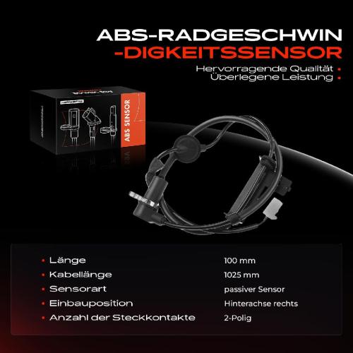 Frankberg 1x ABS Sensor Hinterachse rechts für Hyundai Santa Fé I SM 2.0L 2.4L 2.7L 2001-2006 Bild Frankberg 1x ABS Sensor Hinterachse rechts für Hyundai Santa Fé I SM 2.0L 2.4L 2.7L 2001-2006
