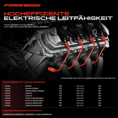 5x Zündleitungssatz Zündkabel für Toyota Avensis T22 Carina E Sportswagon T19 Bild 5x Zündleitungssatz Zündkabel für Toyota Avensis T22 Carina E Sportswagon T19