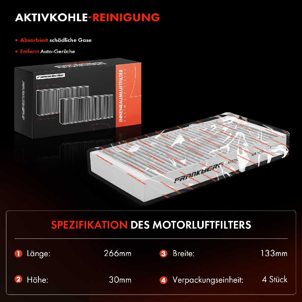 4x Innenraumfilter Aktivkohle für Renault Laguna DT0/1 BT0/1 KT0/1 2007-2015