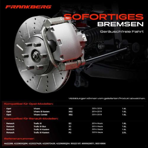 Frankberg 2x Bremsscheiben Hinterachse für Opel Vivaro B Kasten Combi Pritsche/Fahrgestell Renault Trafic III Bus Bild Frankberg 2x Bremsscheiben Hinterachse für Opel Vivaro B Kasten Combi Pritsche/Fahrgestell Renault Trafic III Bus