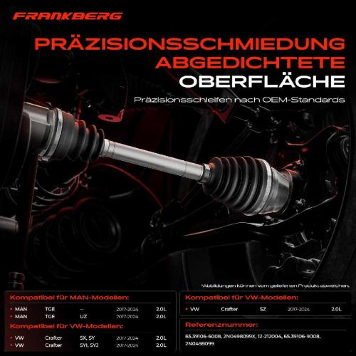 Frankberg 1x Antriebswelle Gelenksatz Vorderachse für VW Crafter SYI SX SZ MAN TGE UZ 2.0L Bild Frankberg 1x Antriebswelle Gelenksatz Vorderachse für VW Crafter SYI SX SZ MAN TGE UZ 2.0L