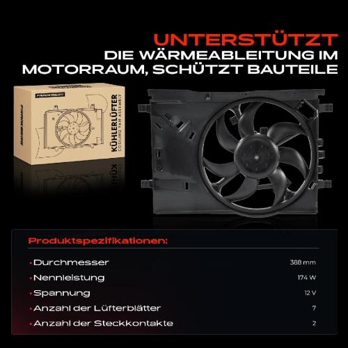 Frankberg 1x Motorkühller Einfachlüfter mit Kühlerlüfterrahmen Fiat Grande Punto 199 Opel Corsa D S07 Bild Frankberg 1x Motorkühller Einfachlüfter mit Kühlerlüfterrahmen Fiat Grande Punto 199 Opel Corsa D S07