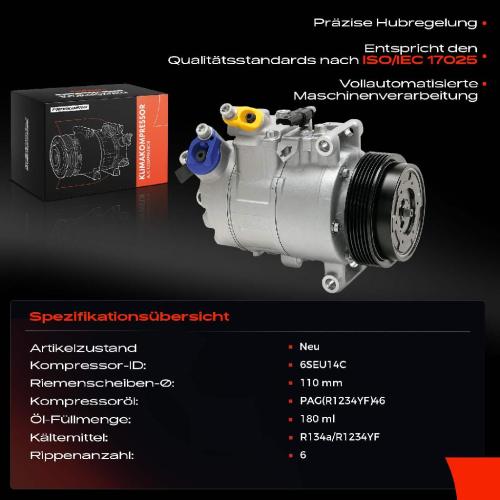 1x Klimakompressor für BMW 3er E90 E91 E92 5er E60 E61 X1 E84 1er E82 E88 E81 Bild 1x Klimakompressor für BMW 3er E90 E91 E92 5er E60 E61 X1 E84 1er E82 E88 E81