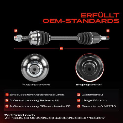 1x Antriebswelle Vorderachse Links für Fiat Cinquecento 170 Seicento/600 Kasten/Schrägheck 187 287 Bild 1x Antriebswelle Vorderachse Links für Fiat Cinquecento 170 Seicento/600 Kasten/Schrägheck 187 287