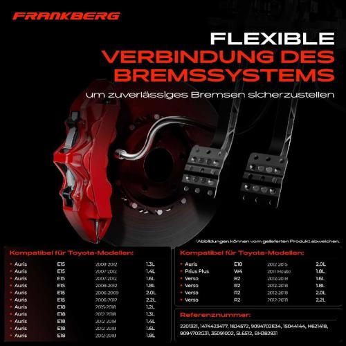 Frankberg 1x Bremsschlauch Bremsschläuche Vorderachse Links für Toyota Auris ADE15 E15 2012-2018 Bild Frankberg 1x Bremsschlauch Bremsschläuche Vorderachse Links für Toyota Auris ADE15 E15 2012-2018