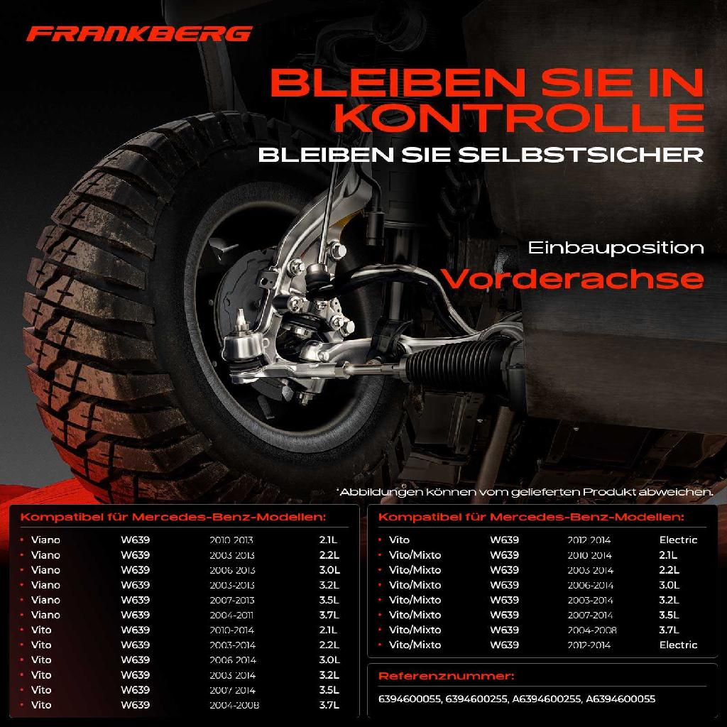 2x Spurstange Vorderachse für Mercedes-Benz Viano W639 Vito Bus Vito/Mixto Kasten 2003-2014