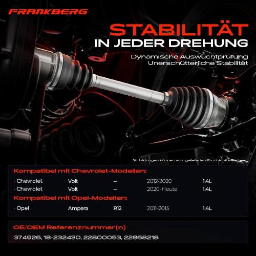 1x Antriebswelle Vorderachse Rechts für Chevrolet Volt Opel Ampera R12 1.4L Bj ab 2011 Bild 1x Antriebswelle Vorderachse Rechts für Chevrolet Volt Opel Ampera R12 1.4L Bj ab 2011