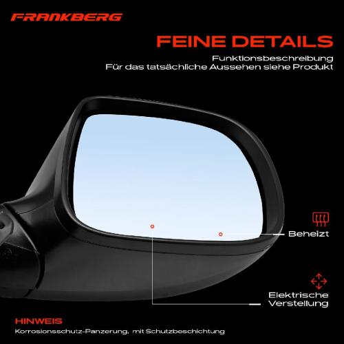 Frankberg 1x Außenspiegel Rechts für VW Transporter V 7J Multivan 7E 7H 2.0L 1.9L 2.5L 2006-2015 Bild Frankberg 1x Außenspiegel Rechts für VW Transporter V 7J Multivan 7E 7H 2.0L 1.9L 2.5L 2006-2015