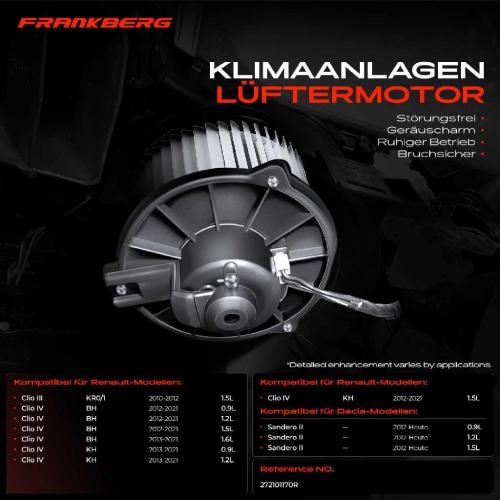 Frankberg 1x Gebläsemotor Innenraumgebläse für Renault Clio IV Dacia Sandero II Bild Frankberg 1x Gebläsemotor Innenraumgebläse für Renault Clio IV Dacia Sandero II
