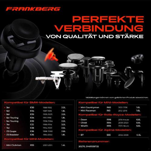 Frankberg 20x Befestigungsclips Motorhaube Kofferraum für BMW E30 E34 E39 E32 E38 E65 E66 E67 E36 Bild Frankberg 20x Befestigungsclips Motorhaube Kofferraum für BMW E30 E34 E39 E32 E38 E65 E66 E67 E36