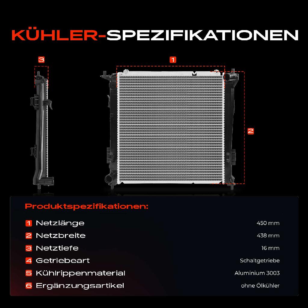 1x Kühler Wasserkühler Motorkühler für KIA Cee'D Hyundai i30 Elantra