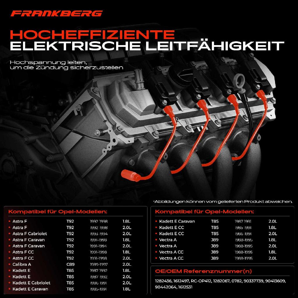 5x Zündleitungssatz Zündkabel für Opel Vectra A Kadett E Astra F CC Calibra A