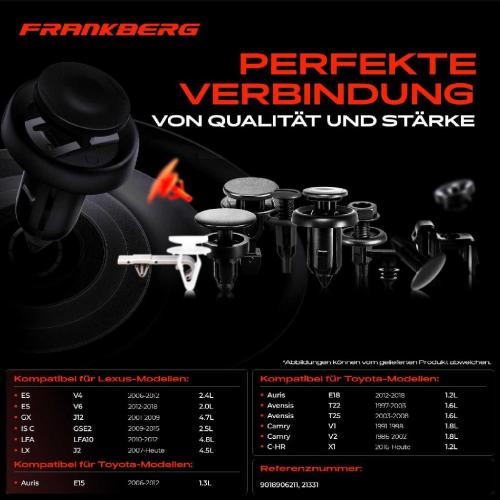 Frankberg 10x Befestigungsclips Stoßstange Schweller Radkasten für Toyota Hilux V Pick-up Camry Kombi Avensis Verso Bild Frankberg 10x Befestigungsclips Stoßstange Schweller Radkasten für Toyota Hilux V Pick-up Camry Kombi Avensis Verso