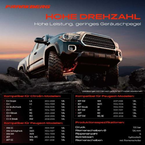 Frankberg 1x Servopumpe hydraulisch für Citroën C4 I C5 II III Peugeot 206 207 1.6L Bild Frankberg 1x Servopumpe hydraulisch für Citroën C4 I C5 II III Peugeot 206 207 1.6L