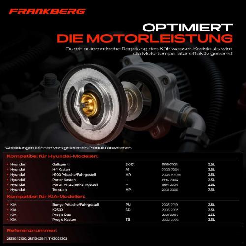 1x Thermostat Kühlmittel für Hyundai H-1 H100 Galloper II Terracan KIA Pregio Bild 1x Thermostat Kühlmittel für Hyundai H-1 H100 Galloper II Terracan KIA Pregio